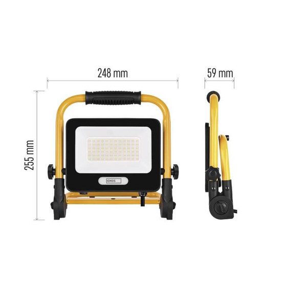Emos LED Baustrahler Glaro 50W neutralweiss 4000K IP65 Schwarz Gelb Aluminium ZS3214