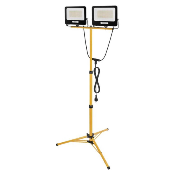 Emos LED Fluter Set mit Stativ Glaro 2x 100W neutralweiss 4000K IP65 Schwarz Gelb Aluminium 73x63cm ZS3215.2
