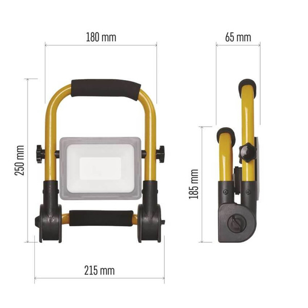 Emos LED Fluter Ilio 21W neutralweiss 4000K IP44 Schwarz Gelb Aluminium 21,5x18,5cm ZS3322