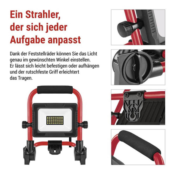 Emos LED Baustrahler Elion 20W neutralweiss 4000K IP65 Rot Schwarz Aluminium 21x14cm ZS3323