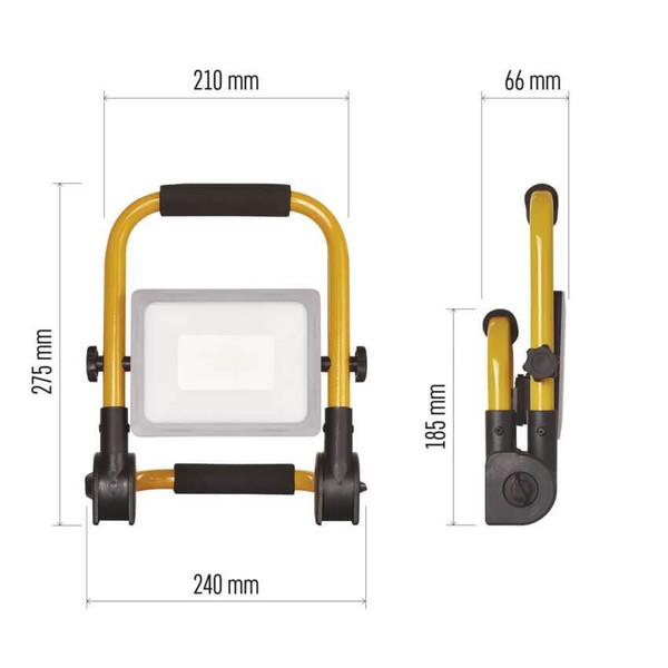 Emos LED Fluter Ilio 31W neutralweiss 4000K IP44 Schwarz Gelb Aluminium 24x18,5cm ZS3332