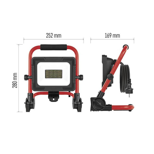 Emos LED Baustrahler Elion 30W neutralweiss 4000K IP65 Rot Schwarz Aluminium 25x28cm ZS3333