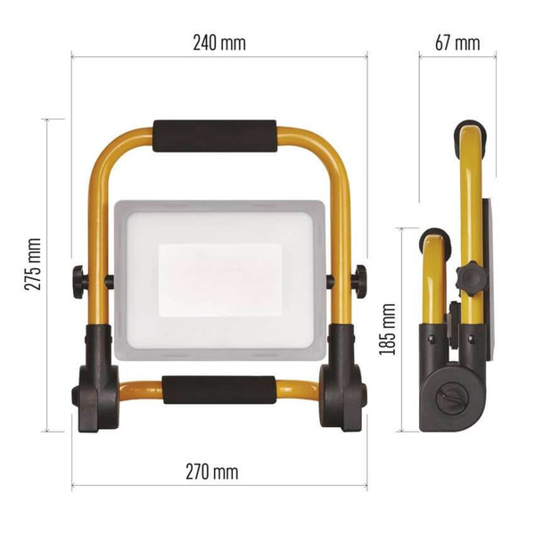 Emos LED Fluter Ilio 51W neutralweiss 4000K IP44 Schwarz Gelb Aluminium 27x18,5cm ZS3342