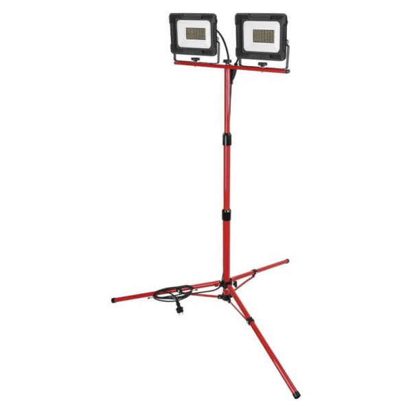 Emos LED Fluter Set mit Stativ Elion 2x 50W neutralweiss 4000K IP65 Rot Schwarz Aluminium 115x107,5cm ZS3343.2