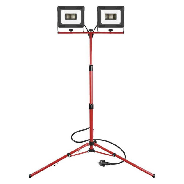 Emos LED Fluter Set mit Stativ Elion 2x 50W neutralweiss 4000K IP65 Rot Schwarz Aluminium 115x107,5cm ZS3343.2