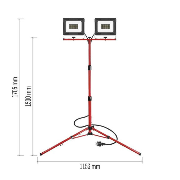 Emos LED Fluter Set mit Stativ Elion 2x 50W neutralweiss 4000K IP65 Rot Schwarz Aluminium 115x107,5cm ZS3343.2