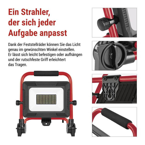 Emos LED Baustrahler Elion 50W neutralweiss 4000K IP65 Rot Schwarz Aluminium 28x18cm ZS3343