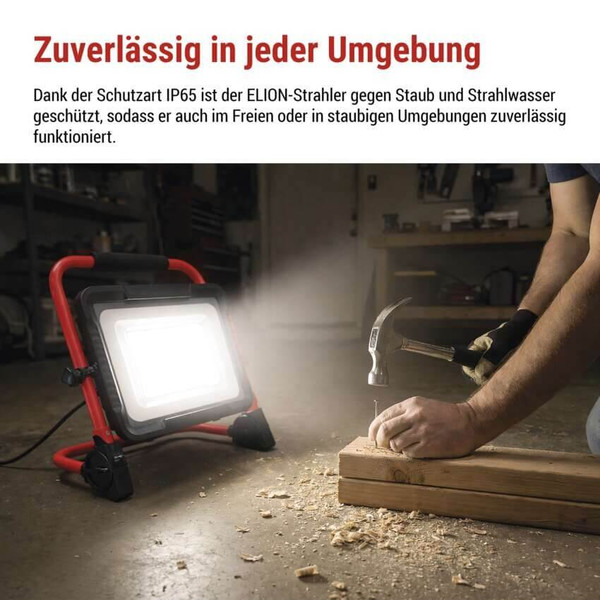 Emos LED Baustrahler Elion 100W neutralweiss 4000K IP65 Rot Schwarz Aluminium 40x35cm ZS3353