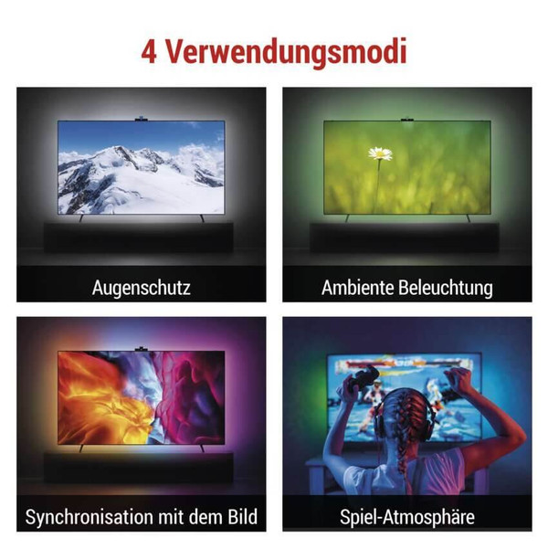 Emos LED TV-Hintergrundbeleuchtung Ambient RGB für 55 Zoll 24W WiFi Schwarz Weiß ZTV55