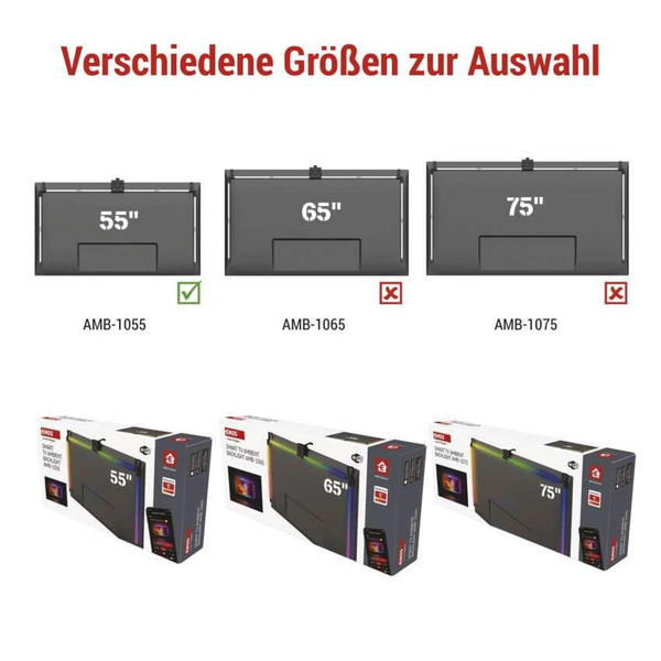 Emos LED TV-Hintergrundbeleuchtung Ambient RGB für 55 Zoll 24W WiFi Schwarz Weiß ZTV55
