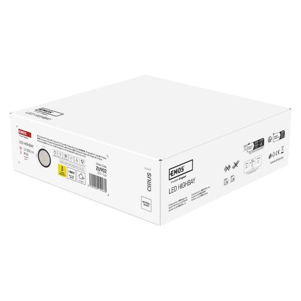 Emos LED Hallenleuchte Cirus 100W neutralweiss 4000K IP65 Dunkelgrau Aluminium Ø26cm ZU902