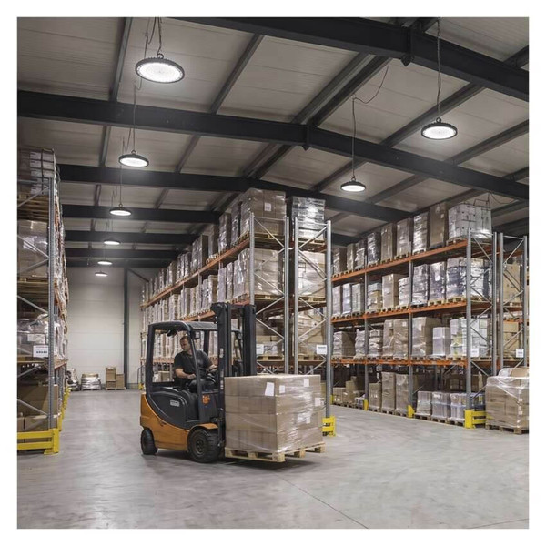 Emos LED Hallenleuchte Cirus 200W neutralweiss 4000K IP65 Dunkelgrau Aluminium Ø36cm ZU904