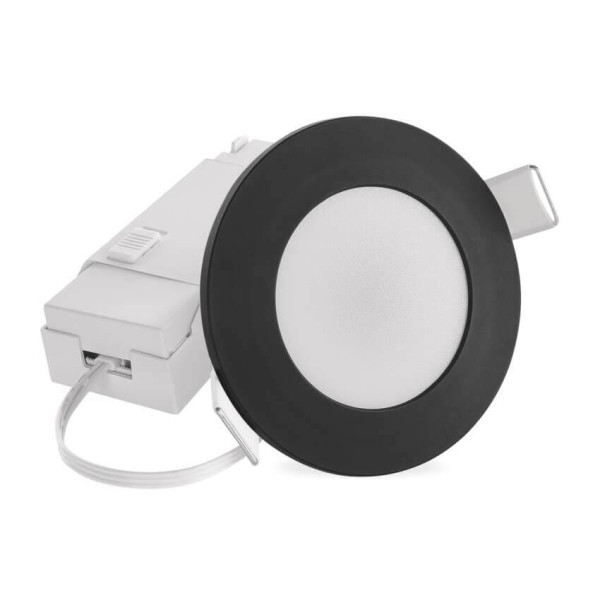 Emos LED Einbaustrahler 4,5W CCT warm-/neutralweiss 2700K/4000K IP65 Schwarz Ø8,5cm ZV1164