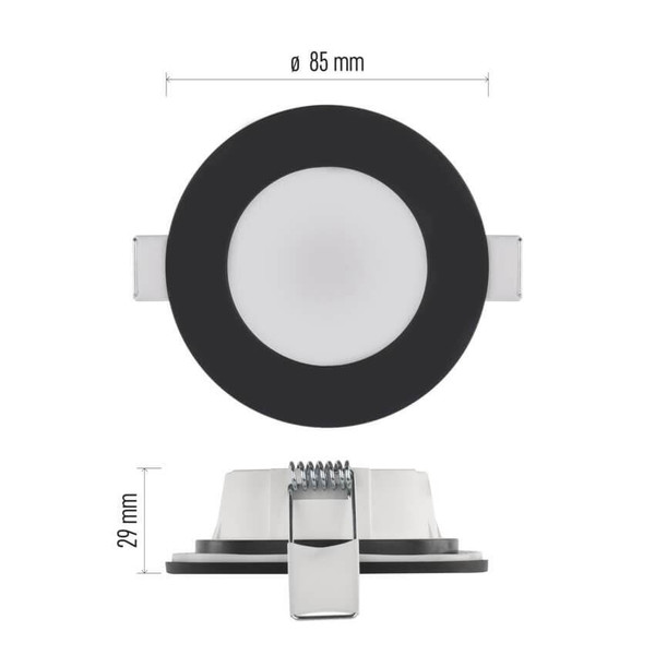 Emos LED Einbaustrahler 4,5W CCT warm-/neutralweiss 2700K/4000K IP65 Schwarz Ø8,5cm ZV1164