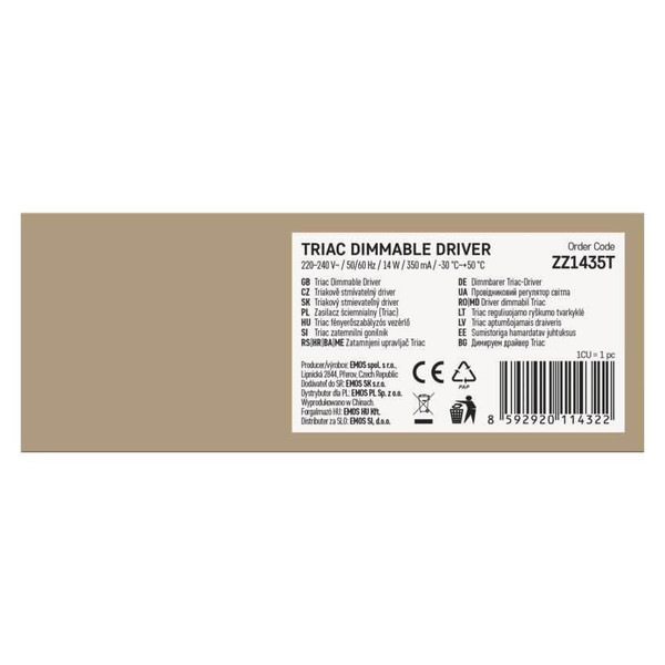 Emos Leuchtenzubehör Triac dimmbarer Treiber 350mA 14W ZZ1435T