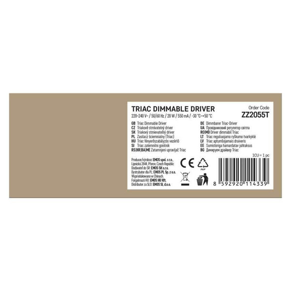 Emos Leuchtenzubehör Triac dimmbarer Treiber 550mA 20W ZZ2055T