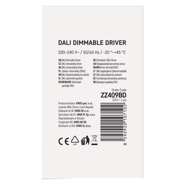 Emos Leuchtenzubehör DALI-Treiber CC 1050mA 40W ZZ409BD