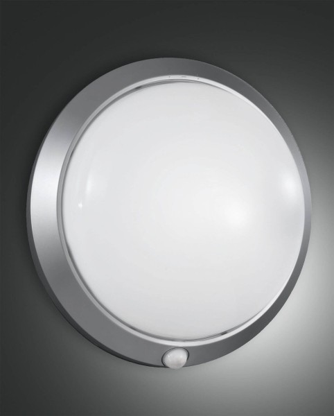 Fabas Luce Außen-Deckenleuchte Armilla E27 Ø300mm IP44 Silber Bewegungsmelder