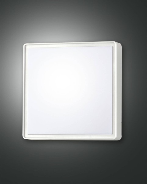 Fabas Luce Außen-Deckenleuchte Oban E27 240x95mm IP65 Weiß 27W Bewegungsmelder, made in Italy
