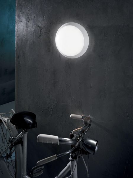 Fabas Luce Außen-Deckenleuchte Wigton E27 Ø260mm IP65 Weiß 2x30W Bewegungsmelder, made in Italy