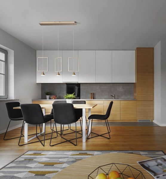 Fabas Luce LED Pendelleuchte Sirio 2000x730mm 24W Warmweiß Gold dimmbar