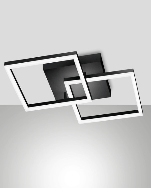 Fabas Luce LED Wandleuchte Bard 39W dimmbar Smartluce 3000K warmweiss Schwarz Metall 45x45cm