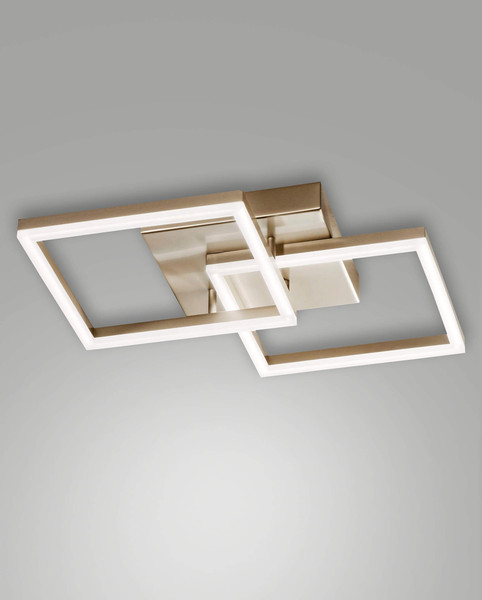 Fabas Luce LED Wandleuchte Bard 39W dimmbar Smartluce 3000K warmweiss Gold edelmatt Alu 45x45cm