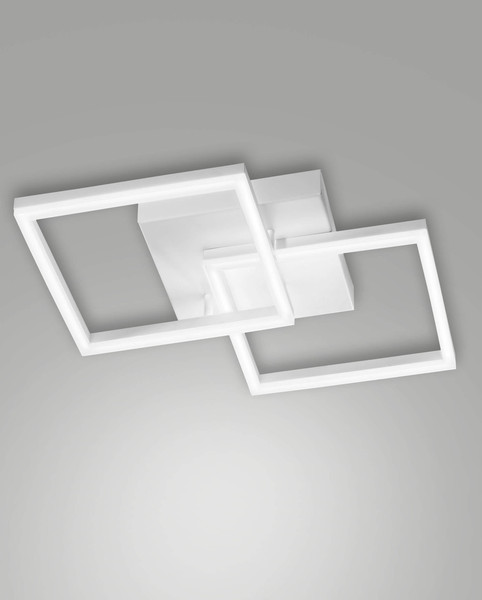 Fabas Luce LED Wand- und Deckenleuchte Bard 39W dimmbar Smartluce 4000K neutralweiss Weiß Alu 45x45cm