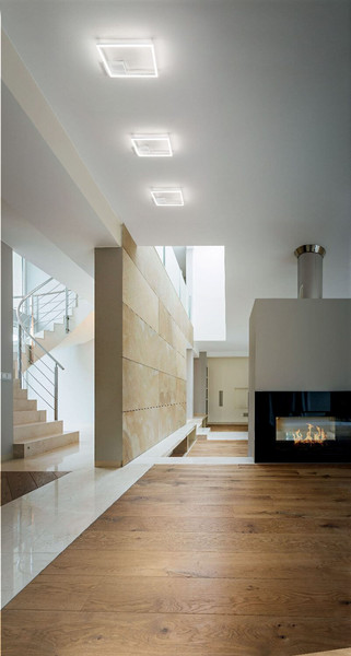 Fabas Luce LED Deckenleuchte Bard 39W dimmbar Smartluce 3000K warmweiss Weiß Alu 45x45cm