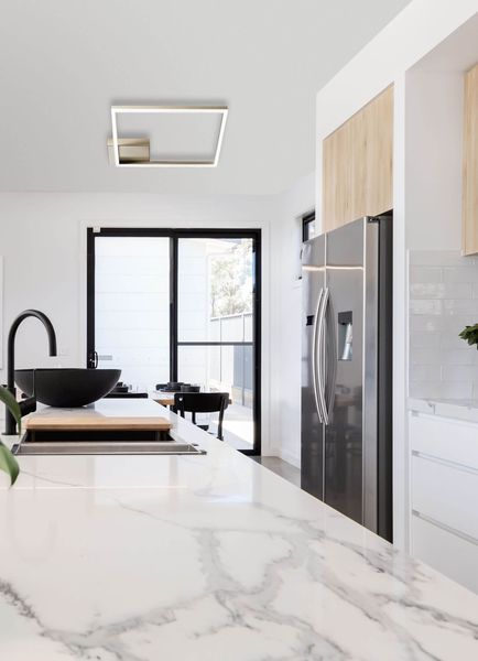 Fabas Luce LED Deckenleuchte Bard 65x420mm 39W Warmweiß Gold dimmbar