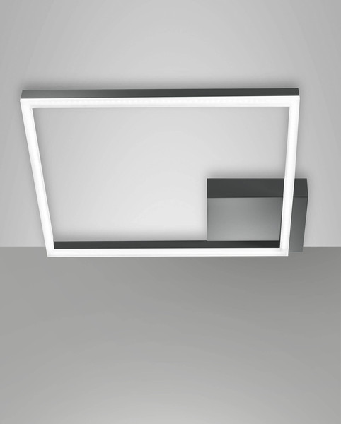 Fabas Luce LED Deckenleuchte Bard 39W dimmbar Smartluce 3000K warmweiss Anthrazit Alu 45x45cm