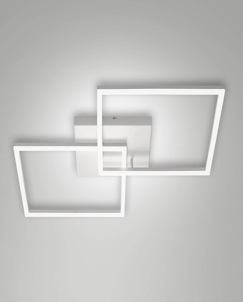 Fabas Luce LED Deckenleuchte Bard 52W dimmbar Smartluce 3000K warmweiss Weiß Alu 65x65cm