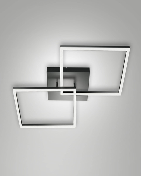 Fabas Luce LED Deckenleuchte Bard 52W dimmbar Smartluce 3000K warmweiss Anthrazit Alu 65x65cm