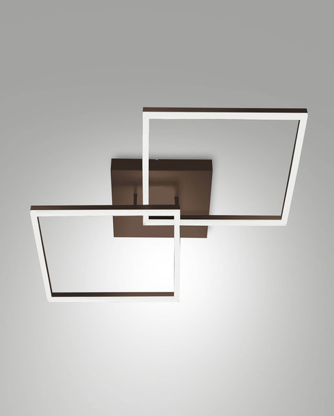 Fabas Luce LED Deckenleuchte Bard 52W dimmbar 3000K warmweiss Corten Metall 65x65cm