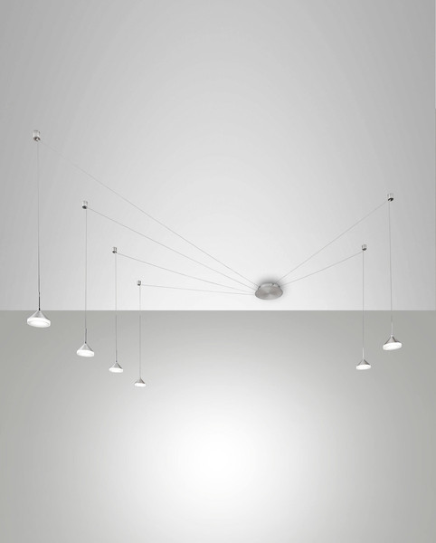 Fabas Luce LED Pendelleuchte Isabella 48W dimmbar Smartluce 3000K warmweiss Alu satiniert Metall