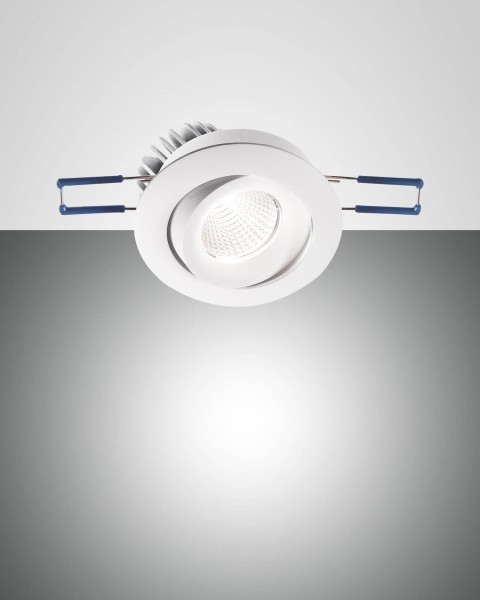 Fabas Luce LED Einbauspot Set Sigma Ø82/70mm 7W Warmweiß Weiß rund schwenkbar