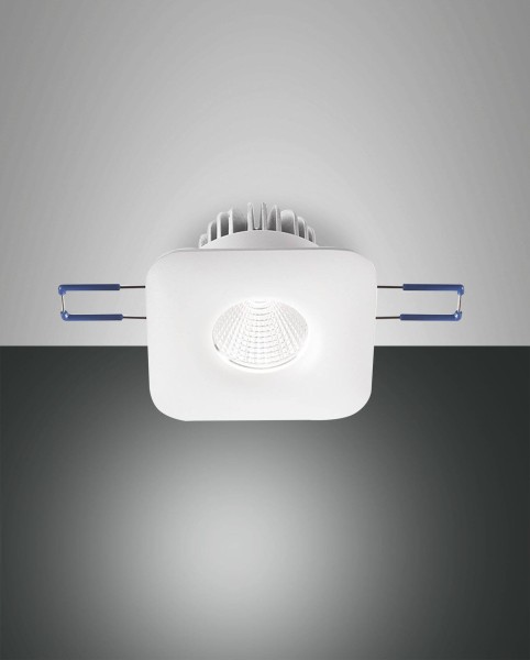 Fabas Luce LED Einbauspot Set Sigma Ø70mm 7W Warmweiß Weiß eckig