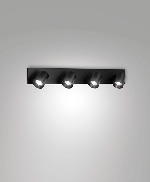 Fabas Luce Deckenstrahler Modo GU10 4-flammig Schwarz Alu-Druckguss 95x9cm
