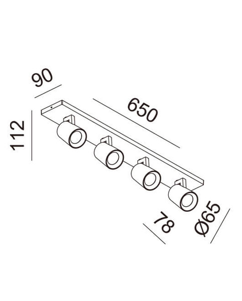 Fabas Luce Deckenstrahler Modo GU10 4-flammig Alu gebürstet Alu-Druckguss 65x9cm