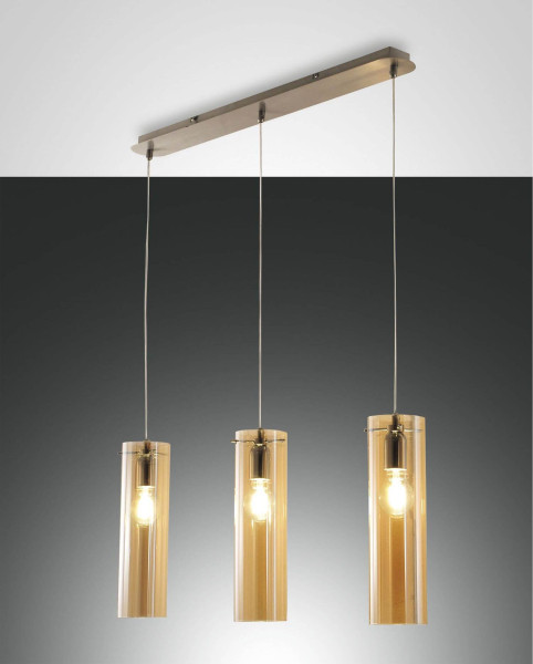 Fabas Luce Pendelleuchte Sintesi E27 2000x80mm Bernstein