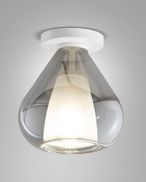 Fabas Luce Deckenleuchte Lila E27 Grau transparent Metall Glas Ø20cm
