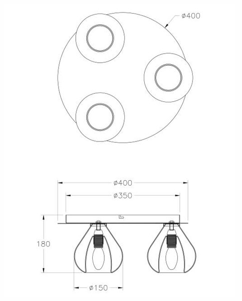 Fabas Luce Deckenleuchte Lila E14 3-flammig Grau transparent Metall Glas Ø40cm