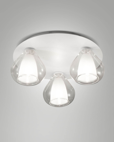Fabas Luce Deckenleuchte Lila E14 3-flammig Transparent Metall Glas Ø40cm