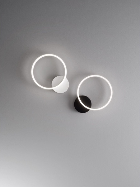 Fabas Luce LED Wandleuchte Giotto 18W dimmbar Smartluce 3000K warmweiss Schwarz Metall Ø30cm
