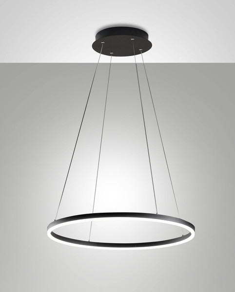 Fabas Luce LED Pendelleuchte Giotto 36W dimmbar Smartluce IP40 3000K warmweiss Schwarz Metall Ø60cm