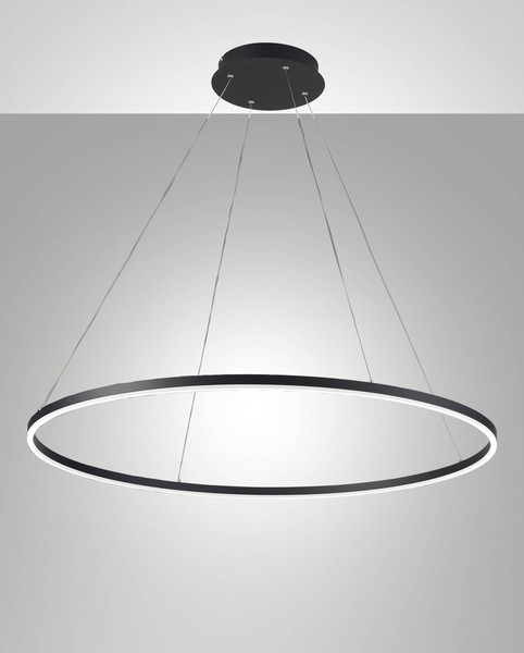 Fabas Luce LED Pendelleuchte Giotto 60W dimmbar Smartluce 4000K neutralweiss Schwarz Metall Ø100cm