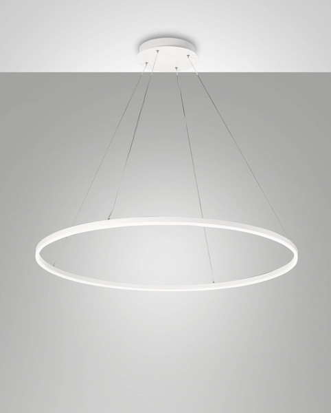 Fabas Luce LED Pendelleuchte Giotto 60W dimmbar Smartluce 4000K neutralweiss Weiß Metall Ø100cm