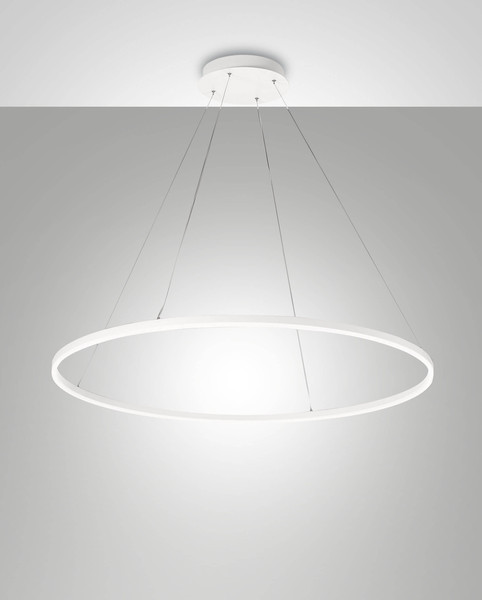Fabas Luce LED Pendelleuchte Giotto 60W dimmbar Smartluce 3000K warmweiss Weiß Metall Ø100cm