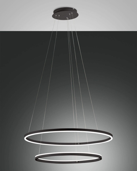 Fabas Luce LED Pendelleuchte Giotto Ø800mm 37 + 28W Warmweiß Schwarz dimmbar