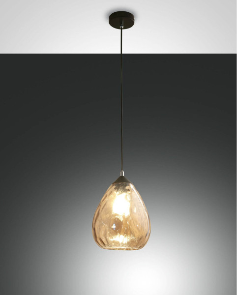 Fabas Luce Pendelleuchte Gisella E27 Ø200mm Bernstein